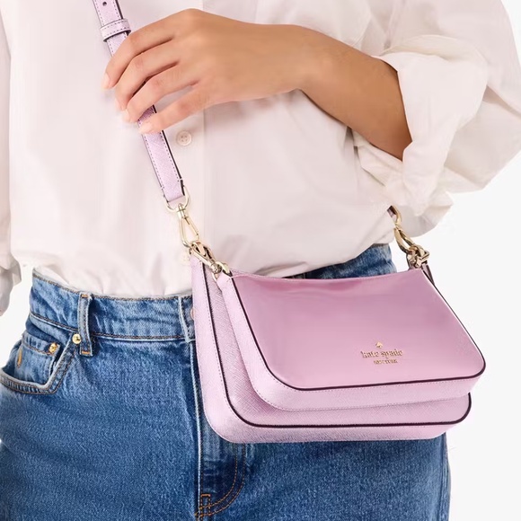 Kate Spade Duet Patent Crossbody Duo Quartz Pink NWT - Picture 2 of 6
